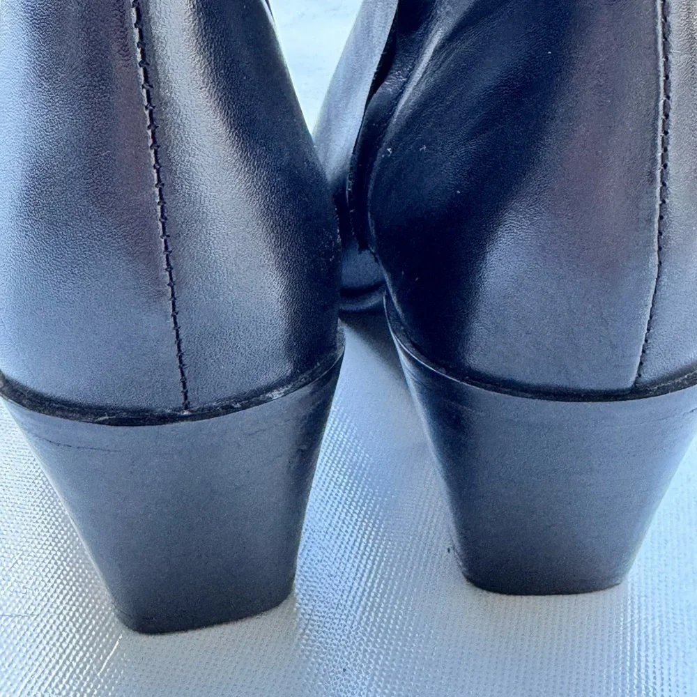 Zara Block Heel Leather Ankle Boots